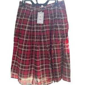 TULIP B Large WOMEN'S Vintage Inspired Plaid  POCKETS ZIP SKIRT NWT Lined